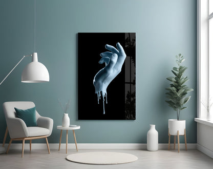 Melting Ice Blue Hand Sculpture Glass Wall Art