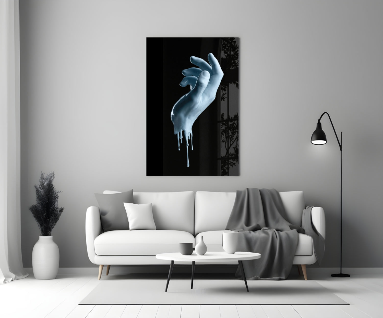 Melting Ice Blue Hand Sculpture Glass Wall Art