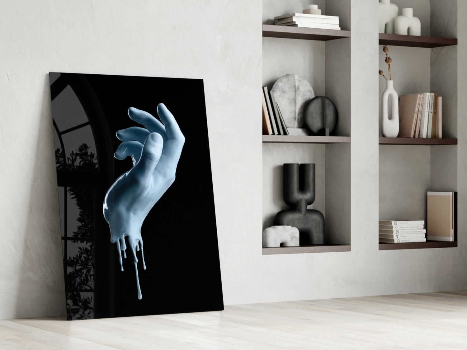 Melting Ice Blue Hand Sculpture Glass Wall Art