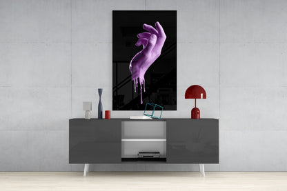 Dripping Lilac Hand Sculpture Glass Wall Art