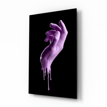 Dripping Lilac Hand Sculpture Glass Wall Art