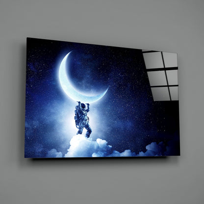 Starry Sky Moon Holder Spaceman Glass Wall Art