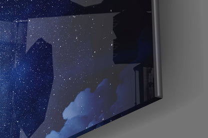 Starry Sky Moon Holder Spaceman Glass Wall Art