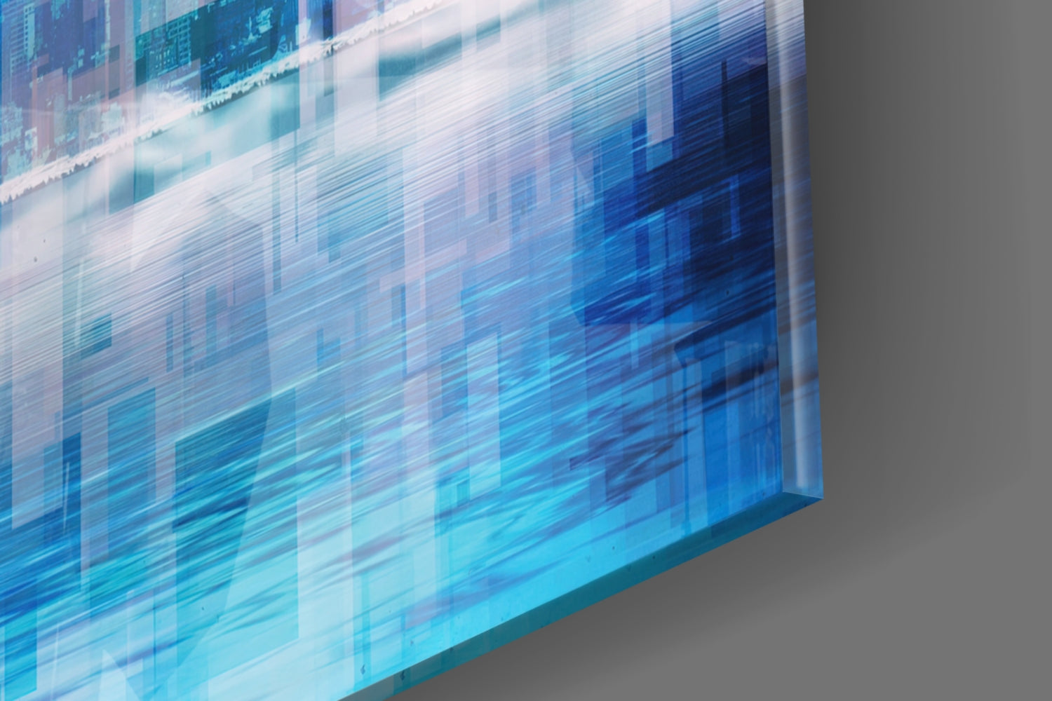 Blue City Skyline Reflection Glass Wall Art