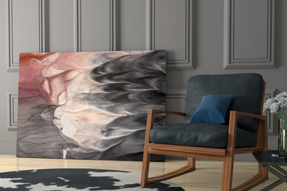 Blush and Charcoal Feather Smoke Glass Wall Art