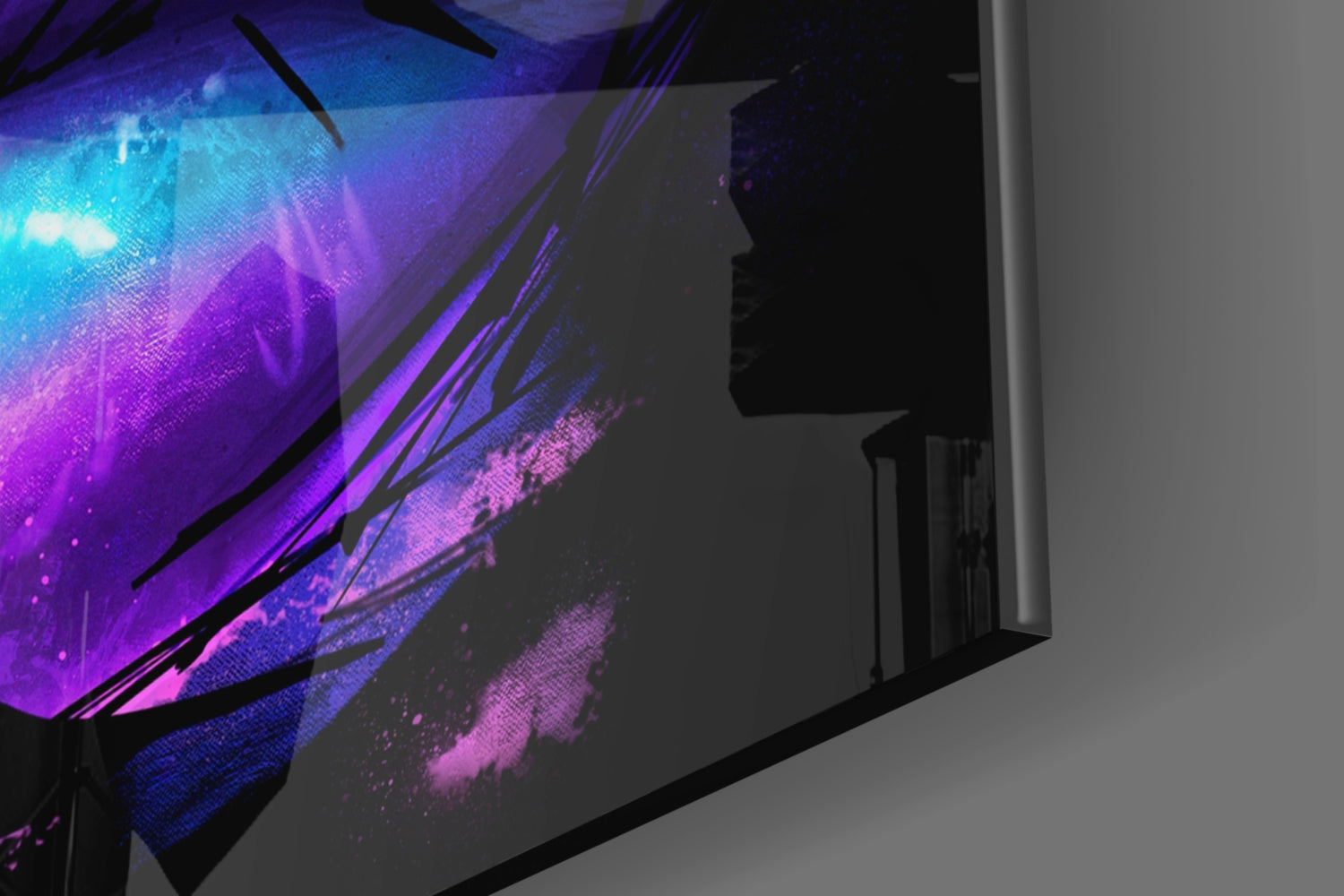 Purple Turquoise Galaxy Painted Lips Glass Wall Art