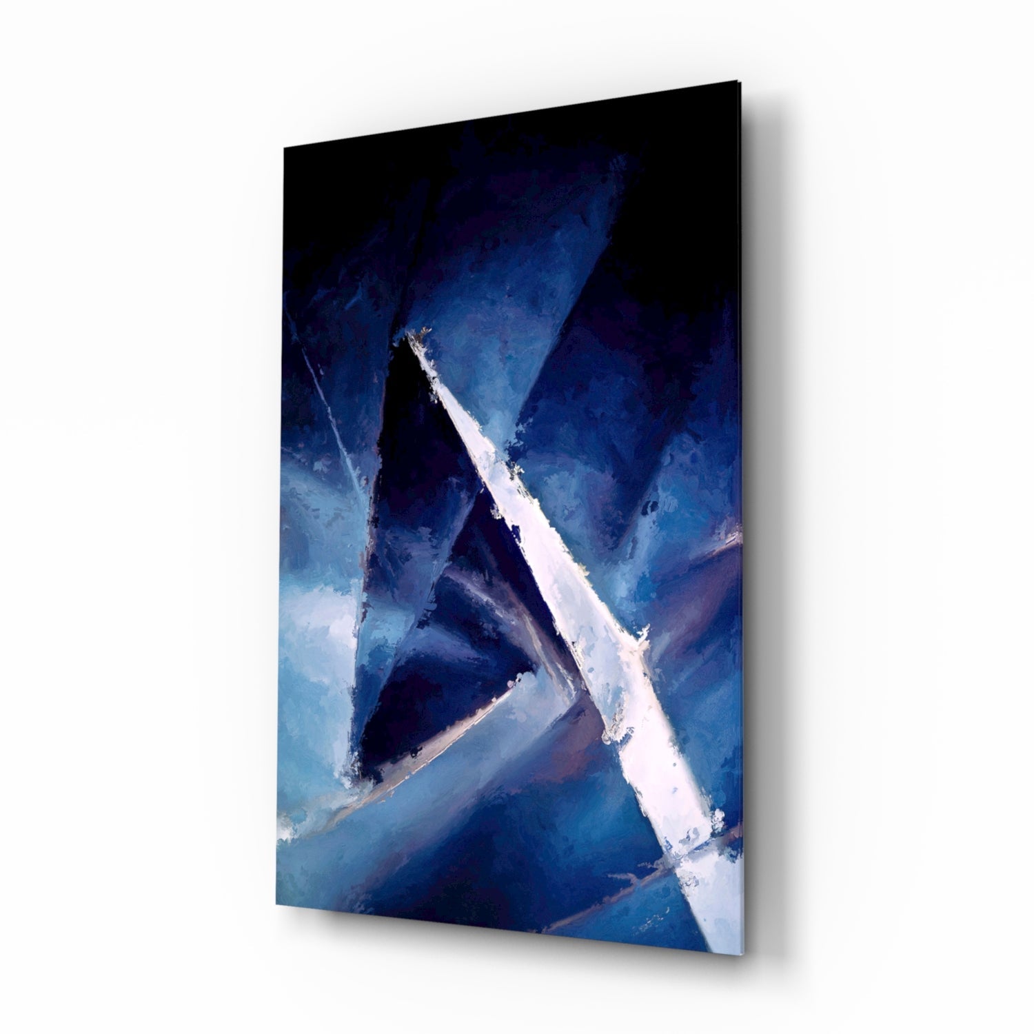 Deep Blue Palette Knife Abstract Glass Wall Art