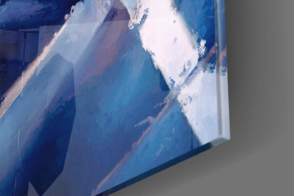 Deep Blue Palette Knife Abstract Glass Wall Art
