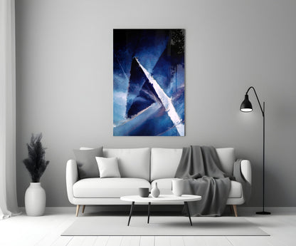 Deep Blue Palette Knife Abstract Glass Wall Art