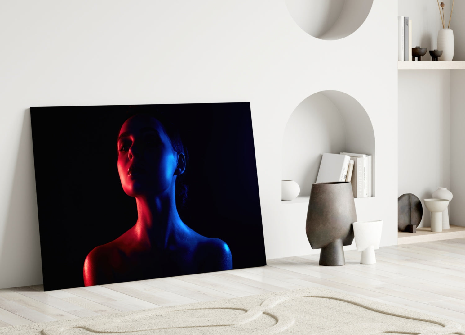 Neon Duotone Woman Glass Wall Art