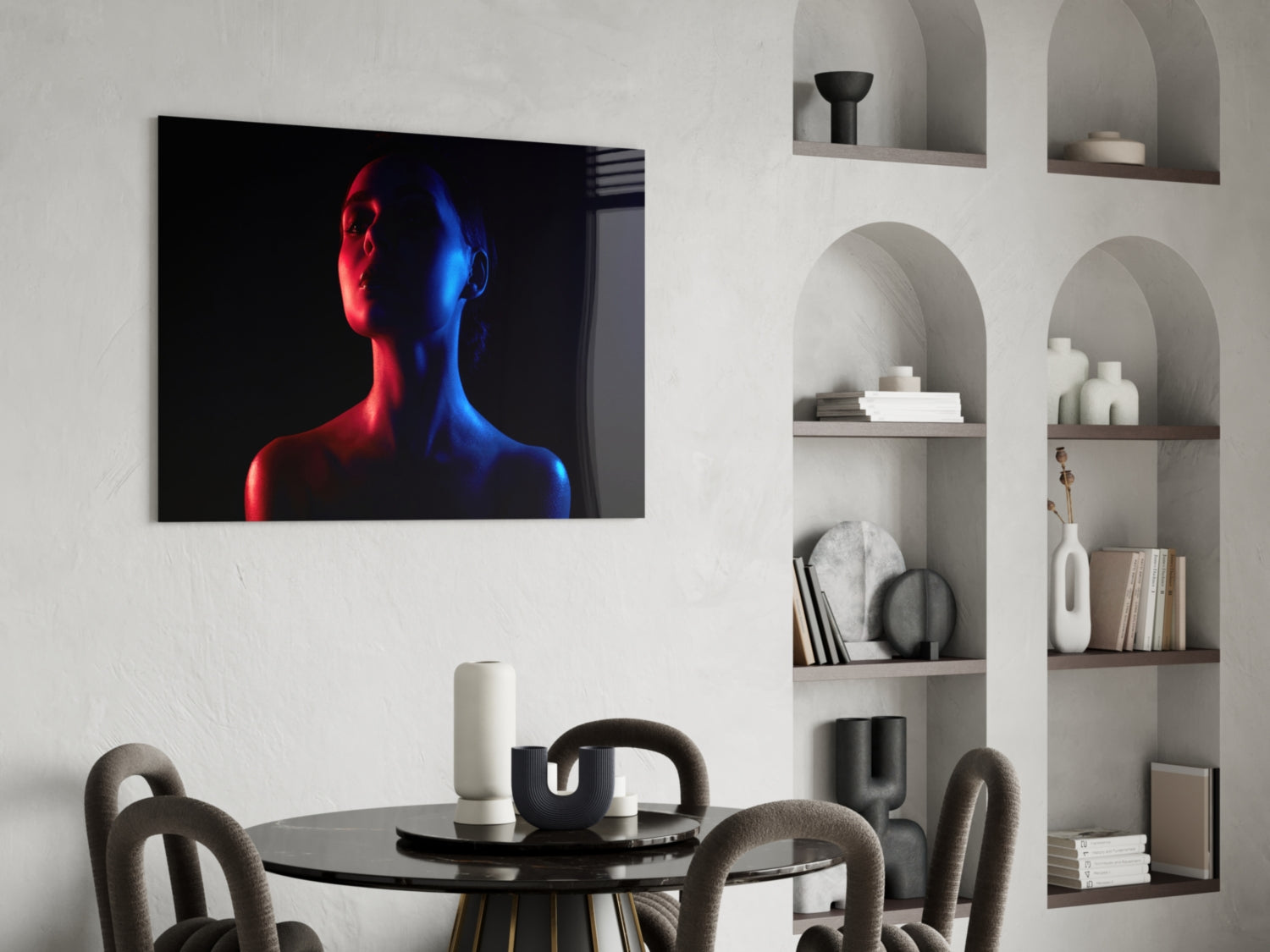 Neon Duotone Woman Glass Wall Art