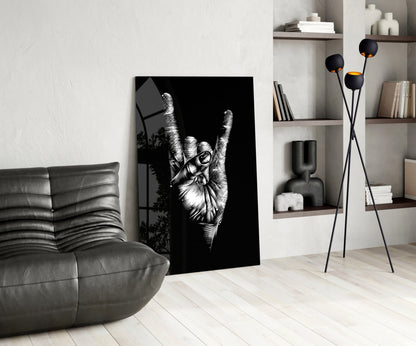 Horns Hands Glass Wall Art