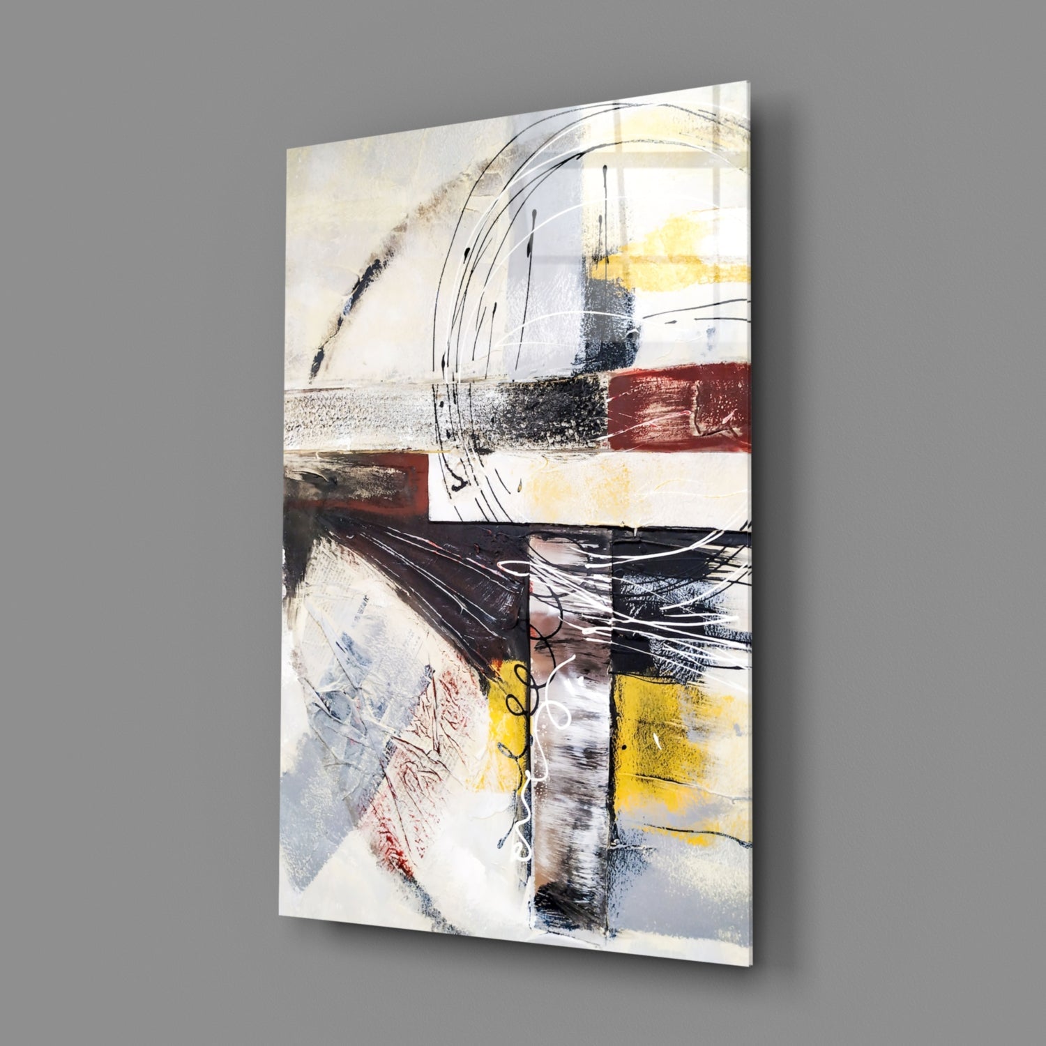 Urban Collage Circles Abstract Glass Wall Art