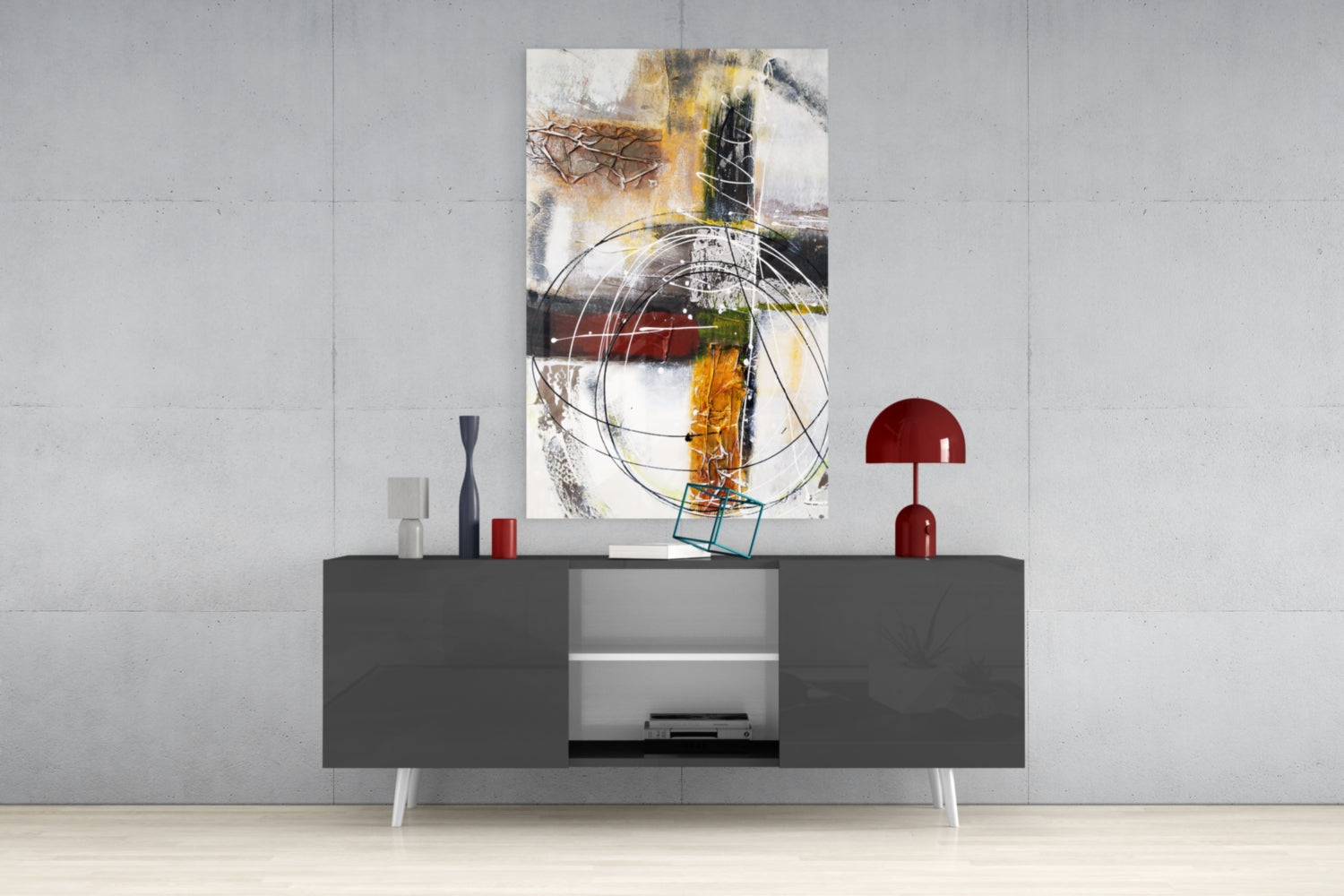 Layered Rings Warm Abstract Glass Wall Art