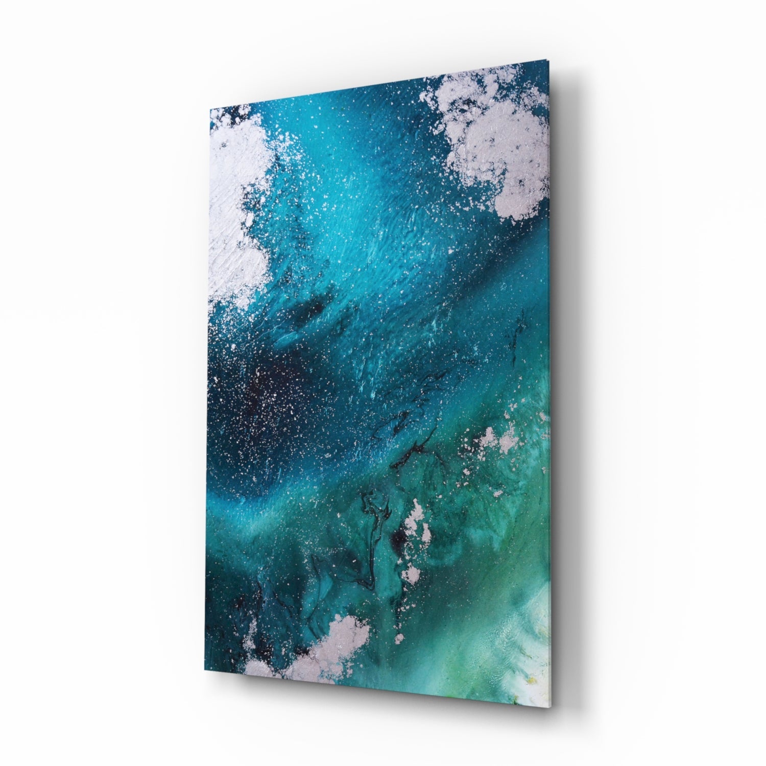 Deep Teal Navy Wave Glass Wall Art