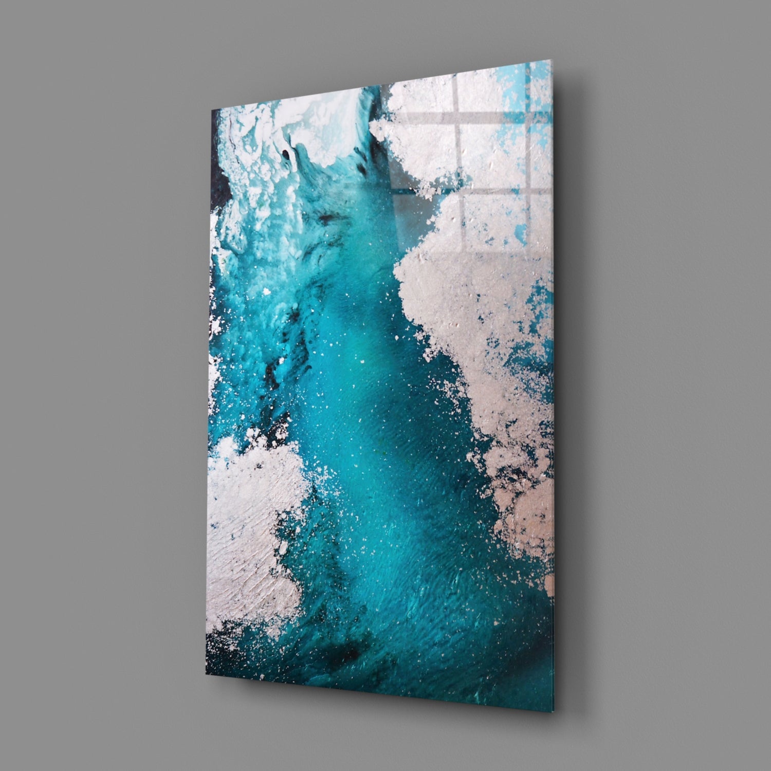 Turquoise Blush Ocean Flow Glass Wall Art
