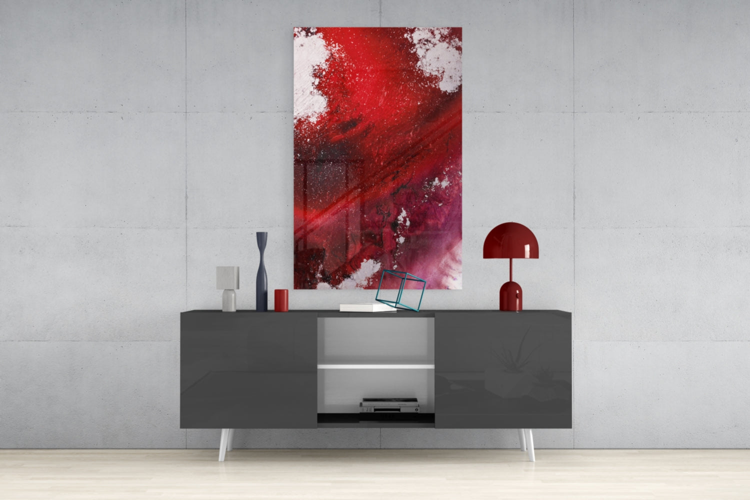Ruby Magenta Fluid Abstract Glass Wall Art