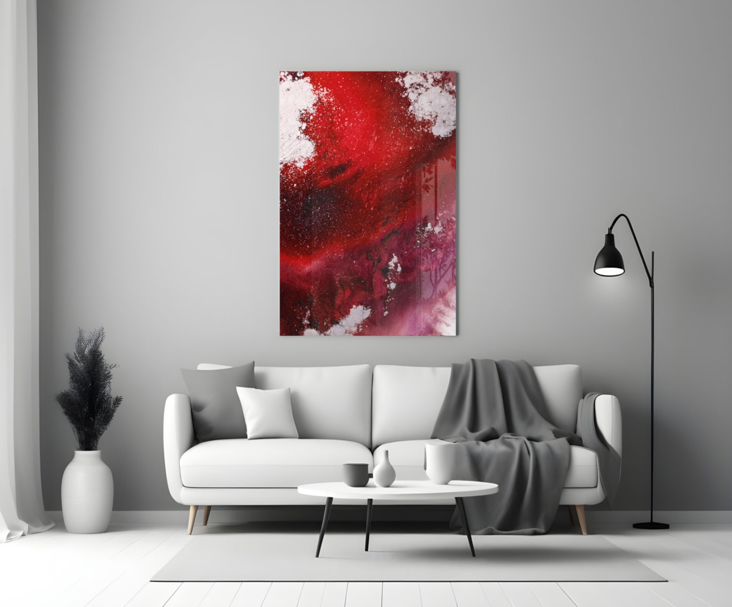 Ruby Magenta Fluid Abstract Glass Wall Art