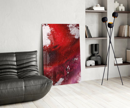 Ruby Magenta Fluid Abstract Glass Wall Art