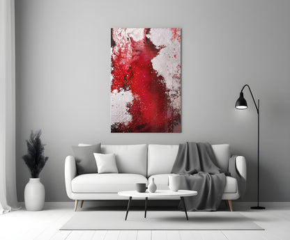 Crimson Red Ink Splash Glass Wall Art
