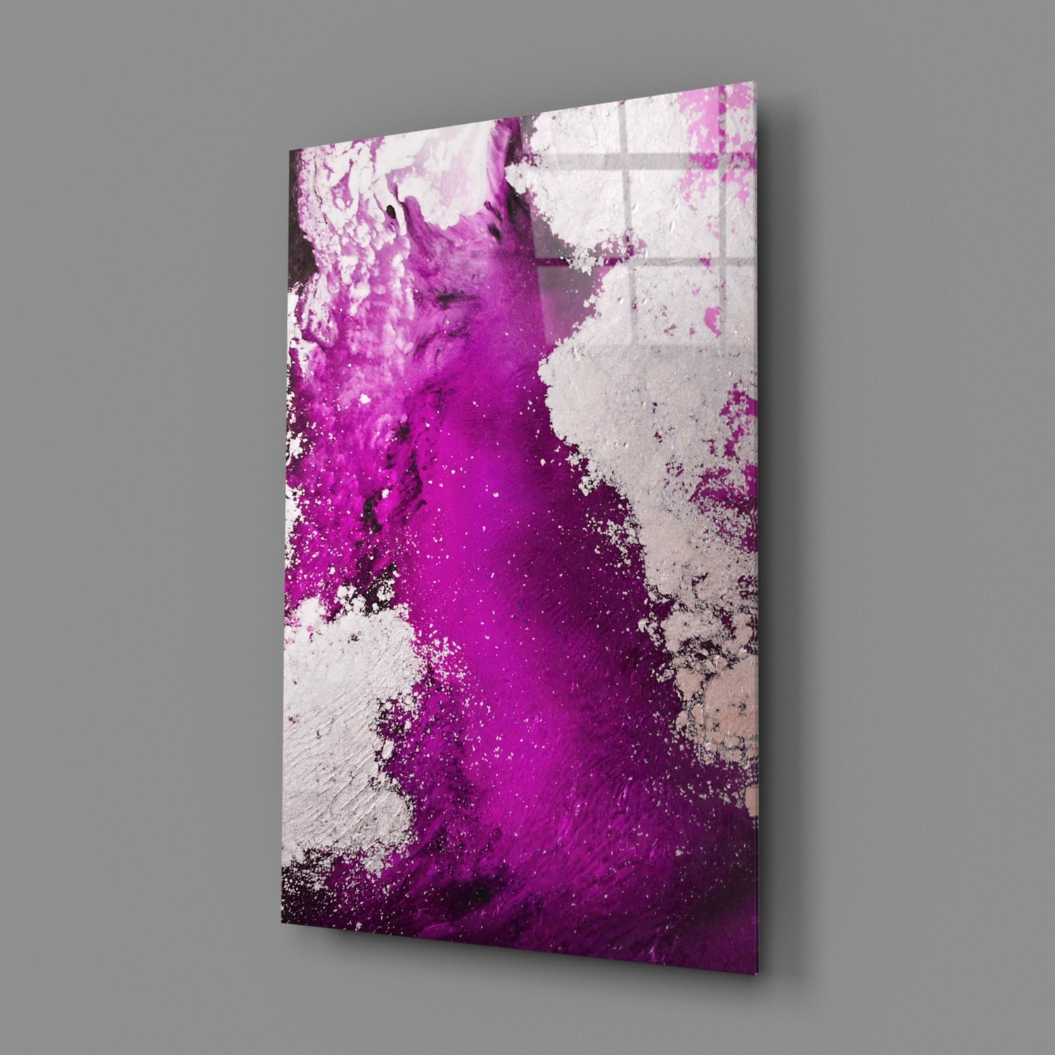 Purple Wave Splash Abstract Glass Wall Art