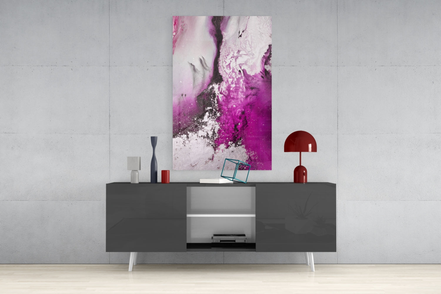 Orchid Pink Marble Flow Glass Wall Art