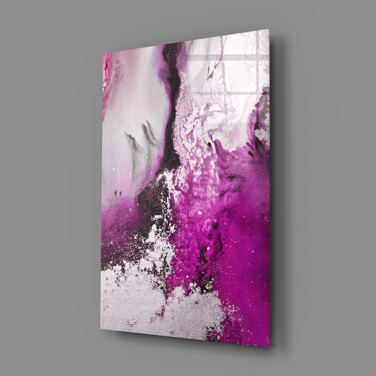 Orchid Pink Marble Flow Glass Wall Art