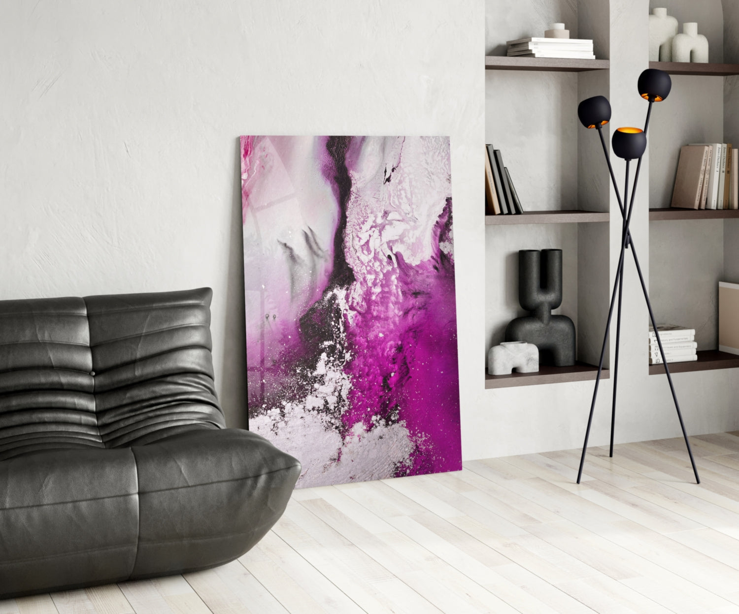 Orchid Pink Marble Flow Glass Wall Art