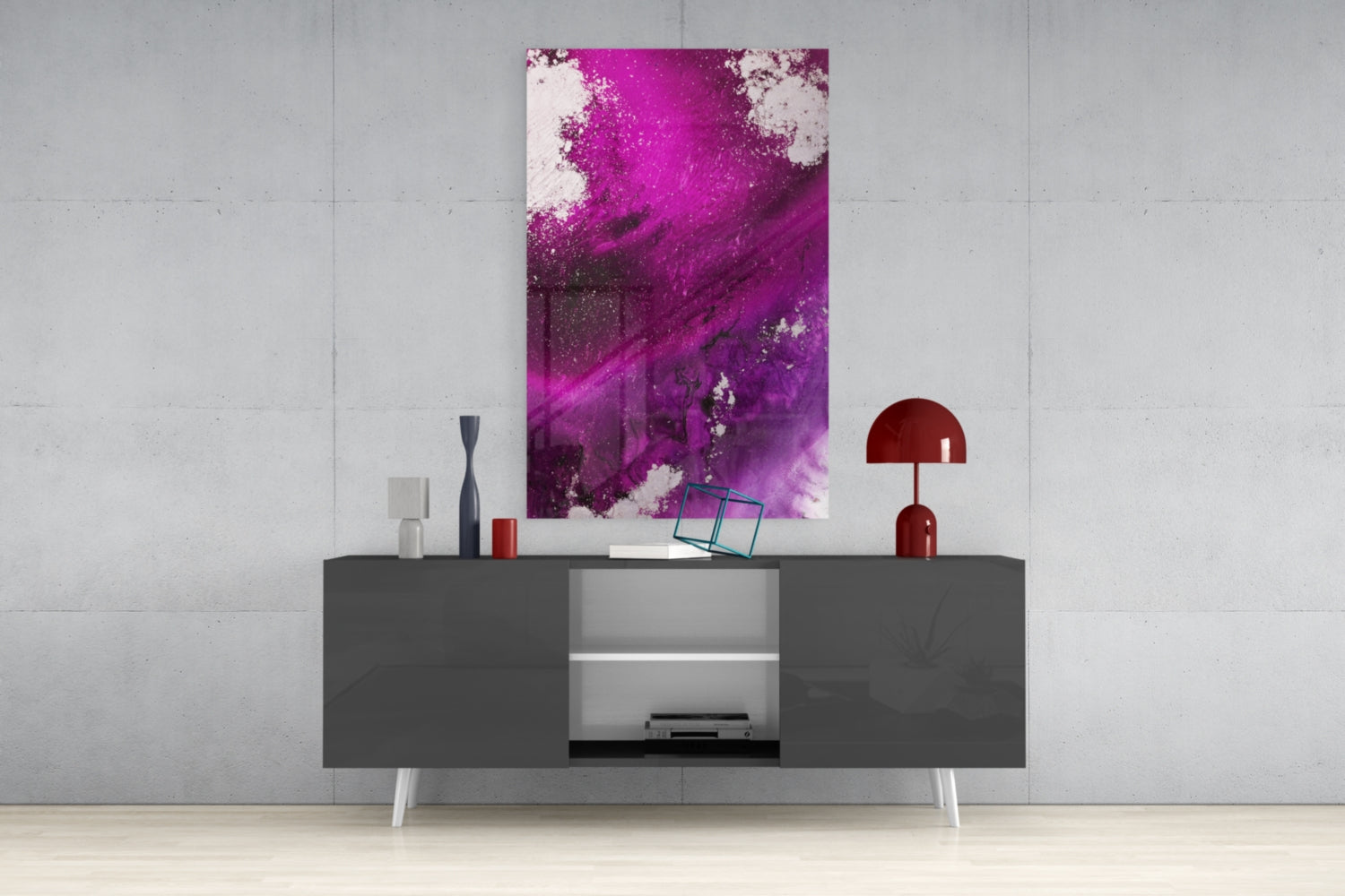 Magenta Fuchsia Fluid Abstract Glass Wall Art
