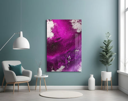 Magenta Fuchsia Fluid Abstract Glass Wall Art