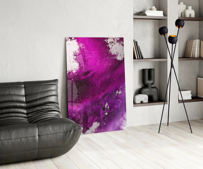 Magenta Fuchsia Fluid Abstract Glass Wall Art