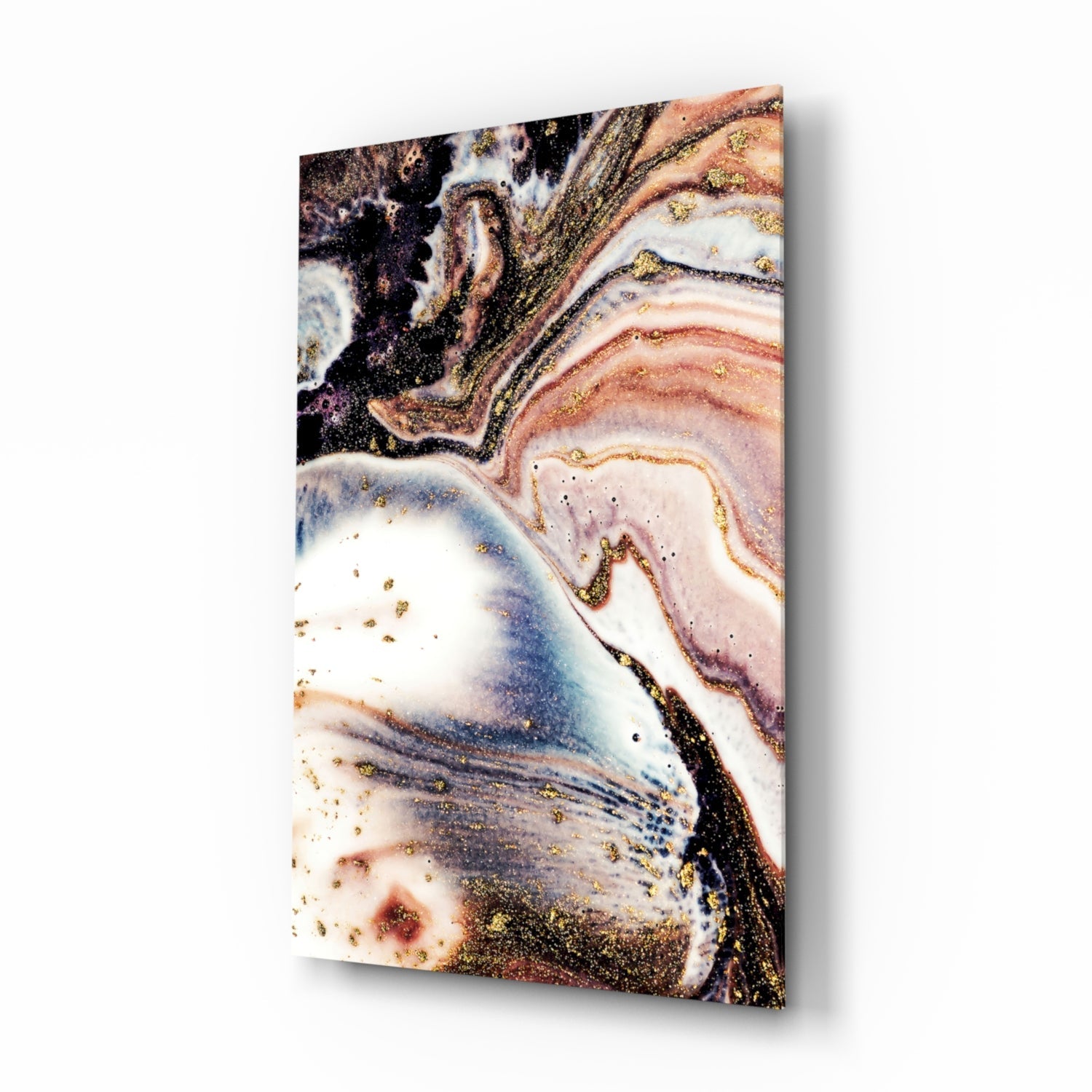 Purple and Peach Geode Marble Glass Wall Art