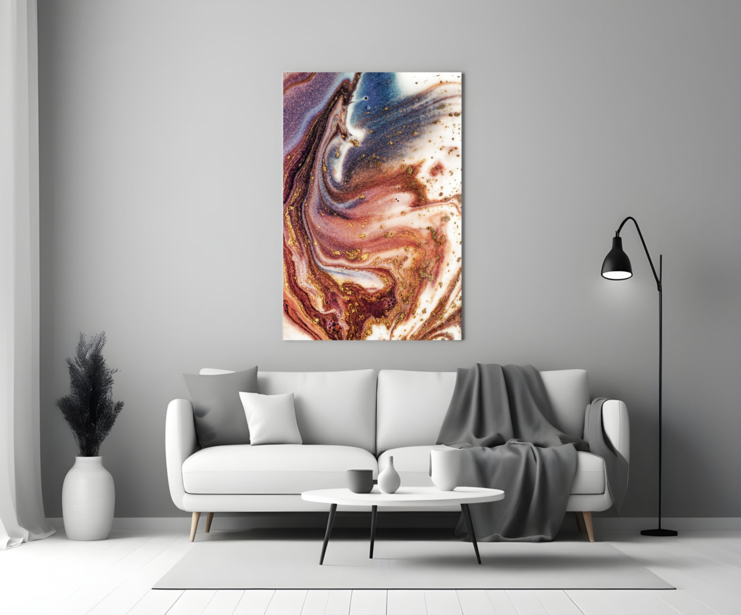 Purple Copper And Blue Swirl Marble Glass Wall Art