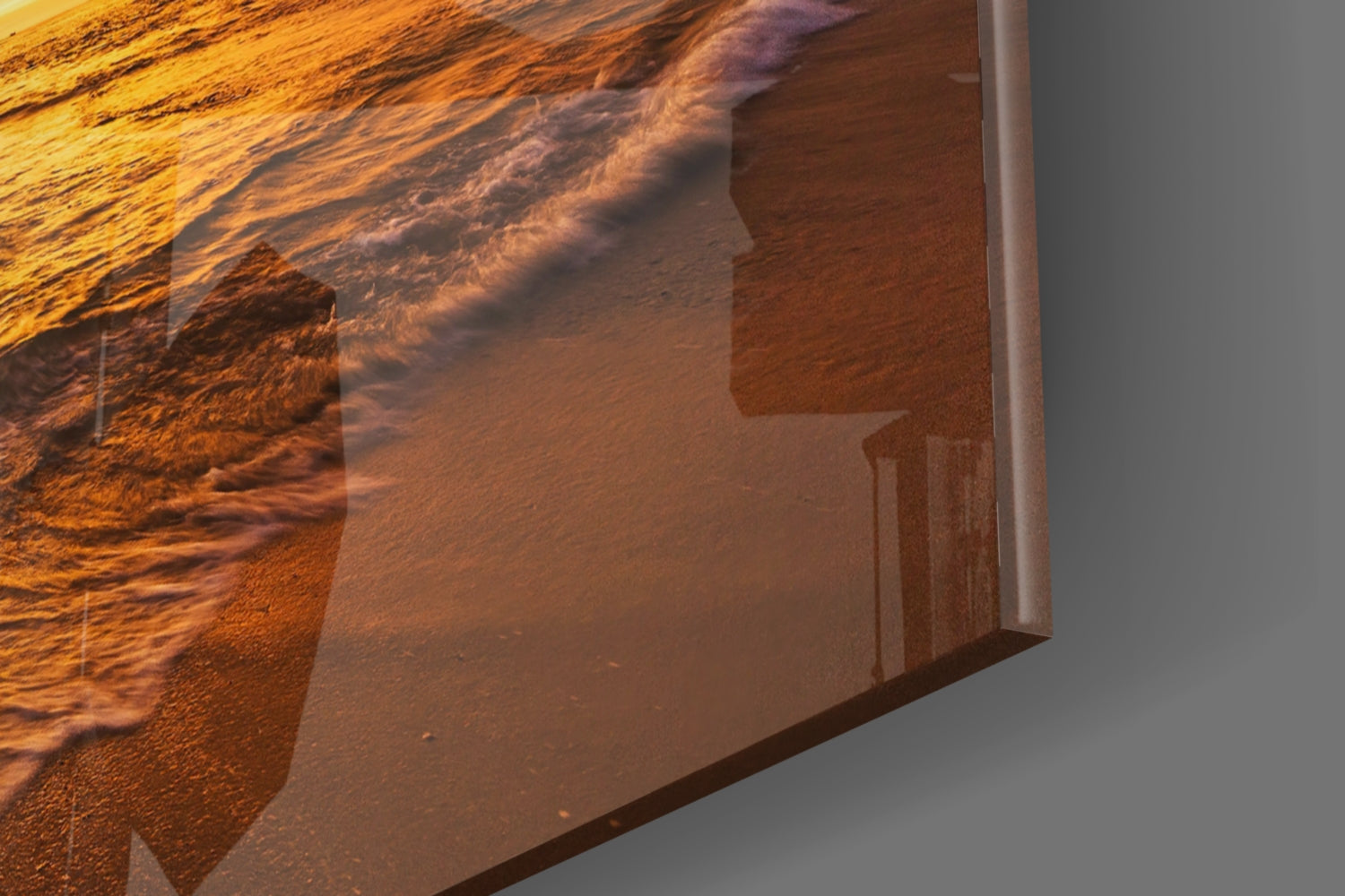Fiery Sky Beach Sunset Glass Wall Art