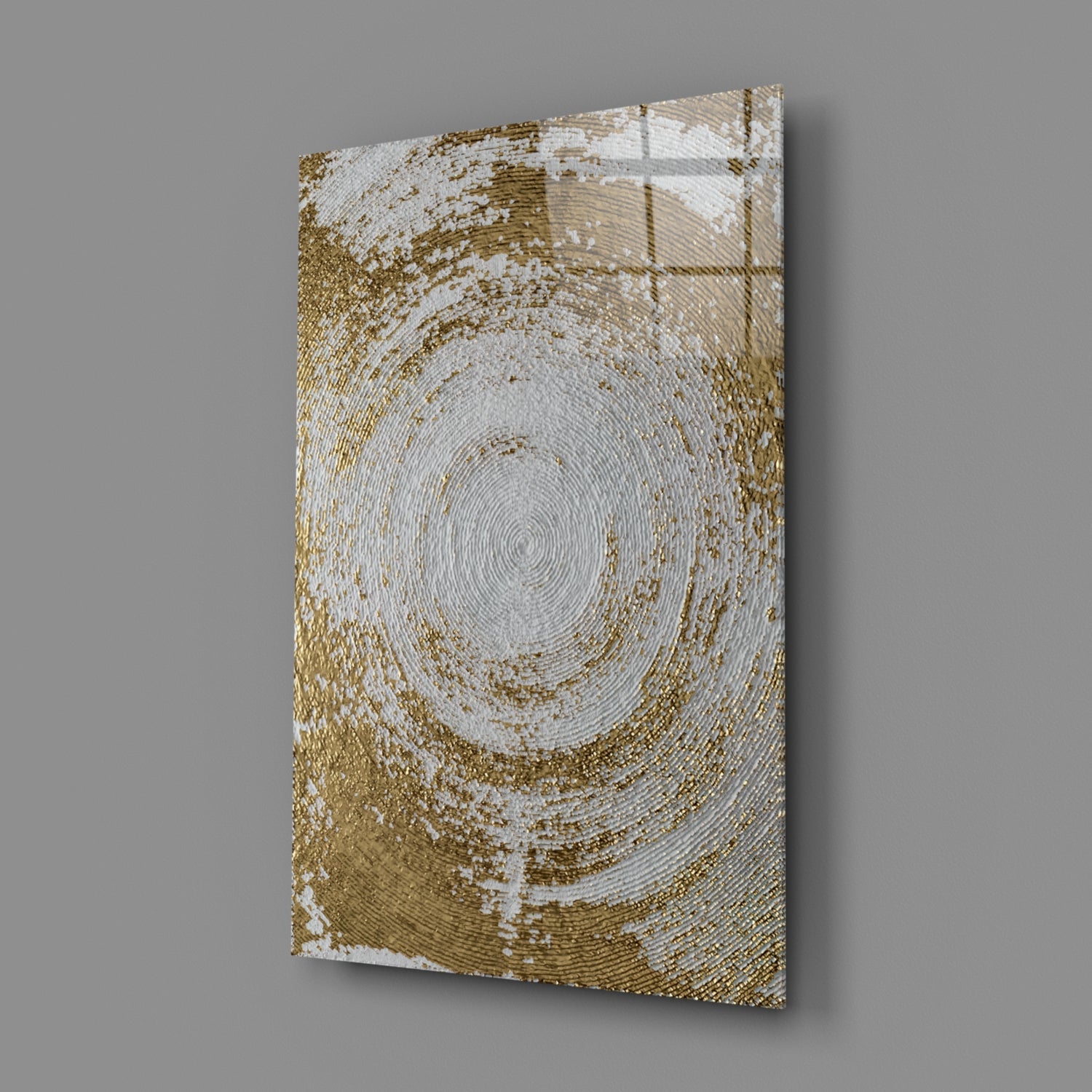 Silver Gold Spiral Vortex Glass Wall Art