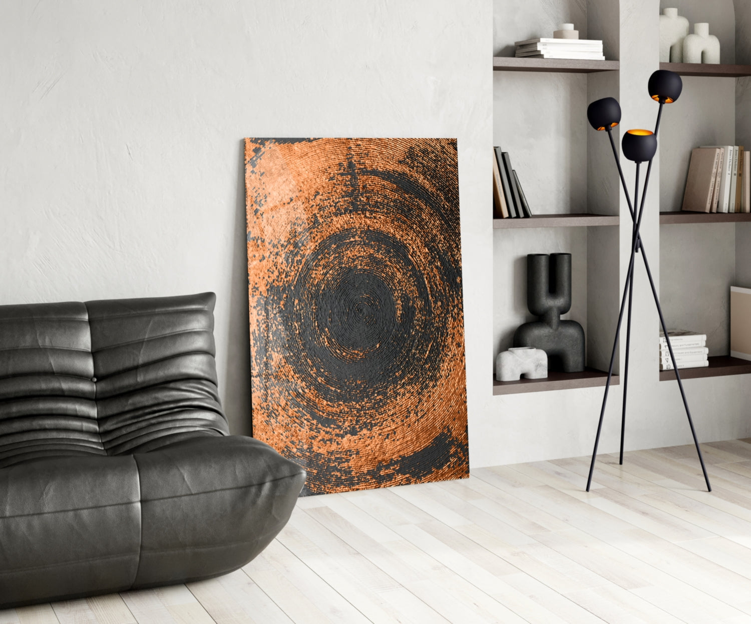 Copper Spiral Swirl Glass Wall Art