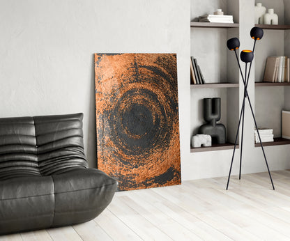 Copper Spiral Swirl Glass Wall Art