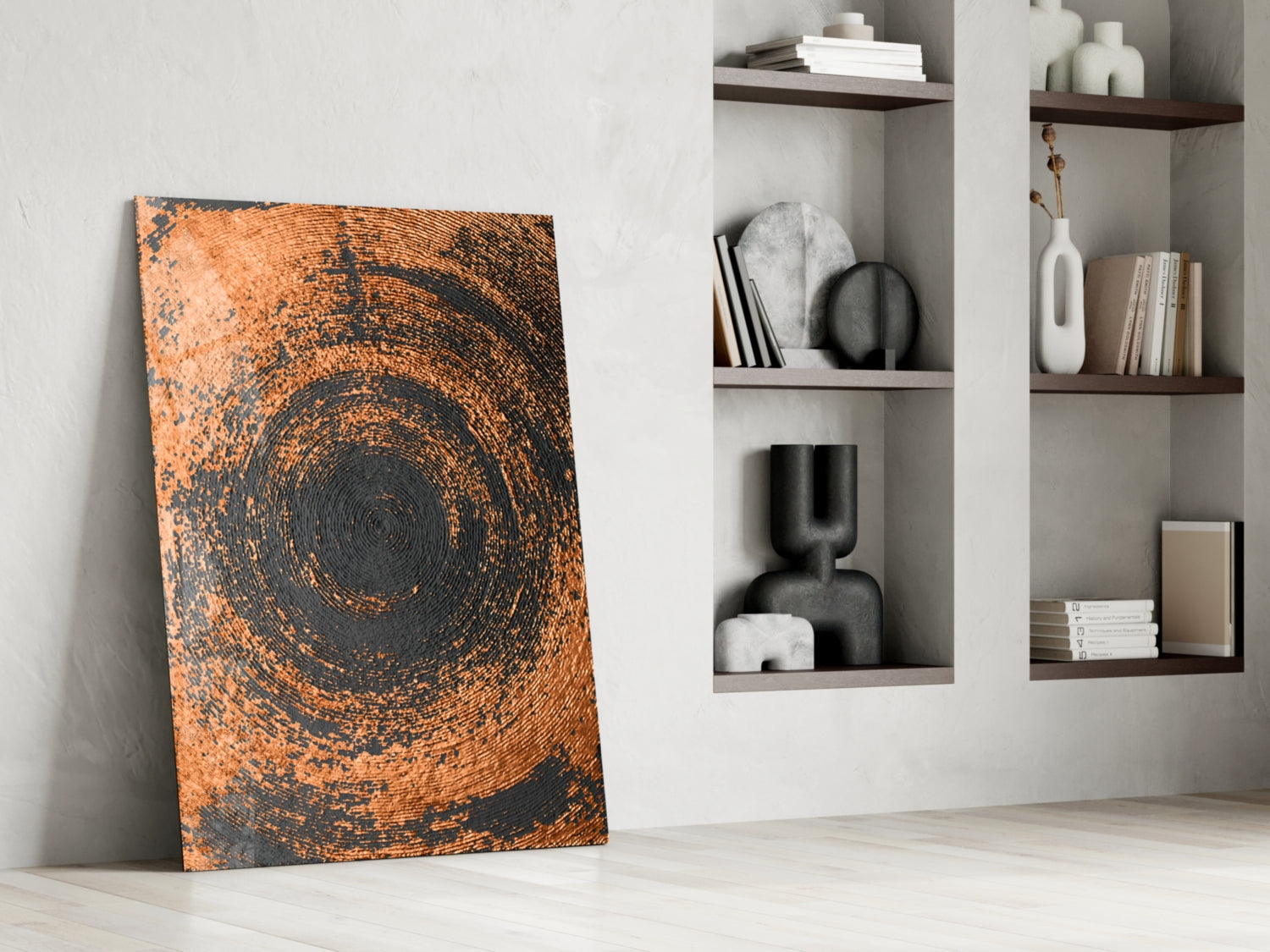 Copper Spiral Swirl Glass Wall Art