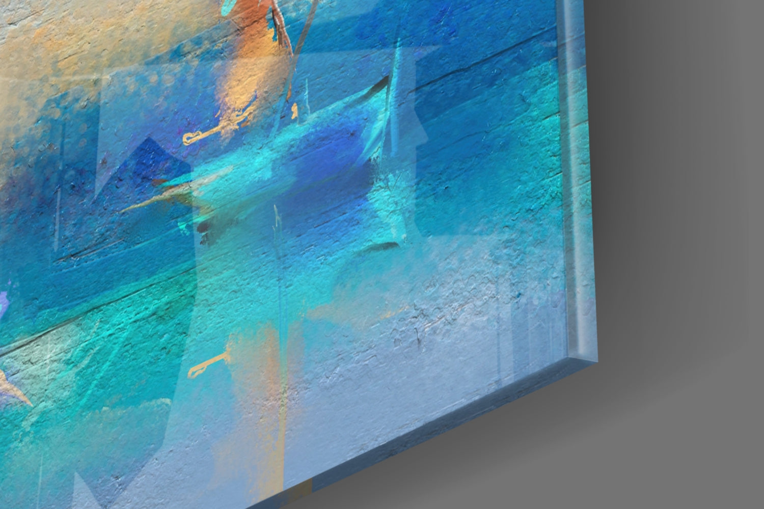 Soft Turquoise Sailboats Impasto Bay Glass Wall Art