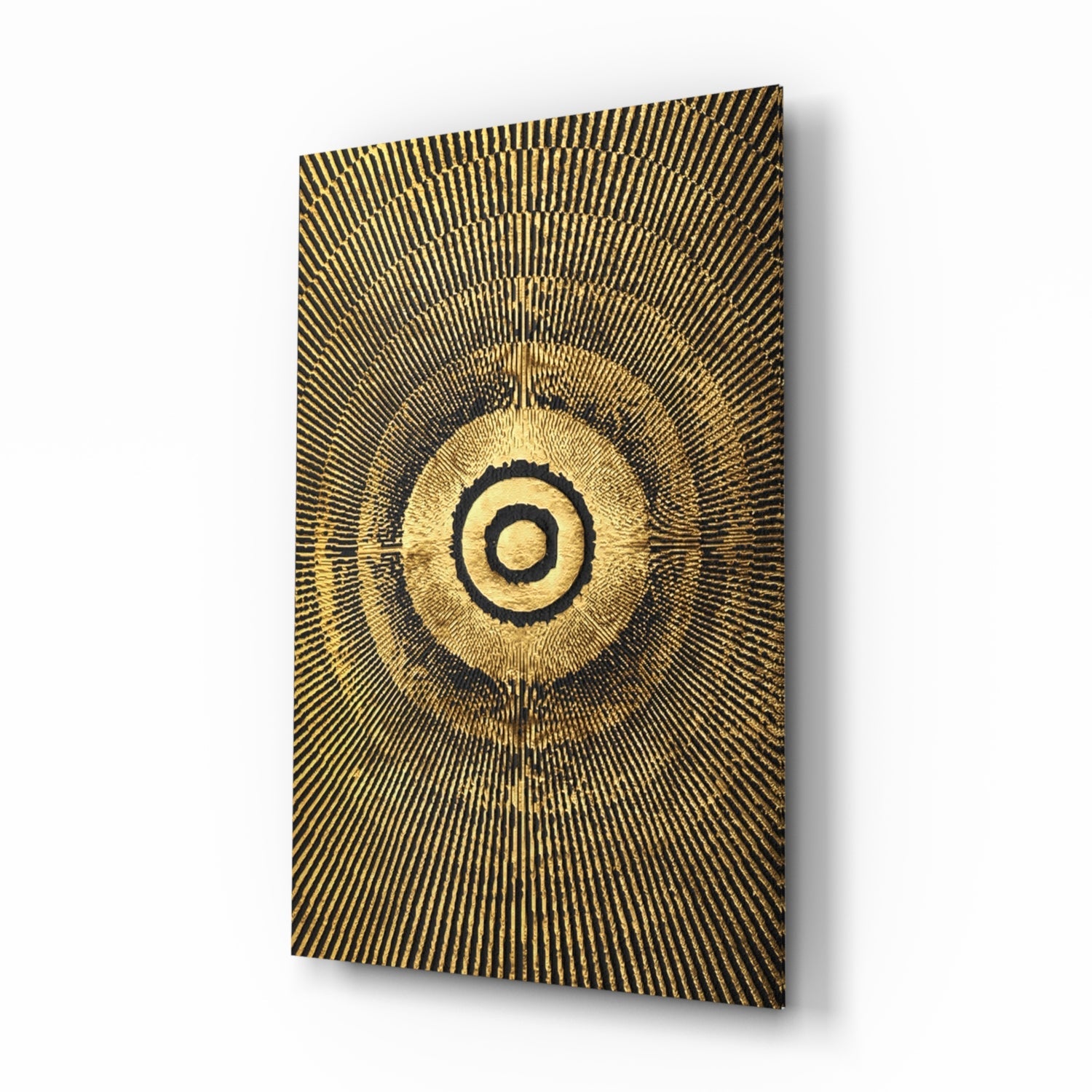 Black Gold Radiant Circle Glass Wall Art