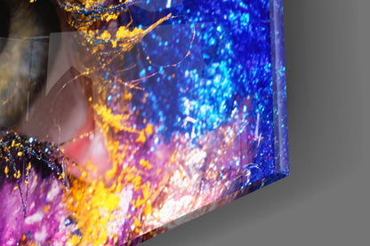 Blue Gold Cosmic Glitter Eye Glass Wall Art