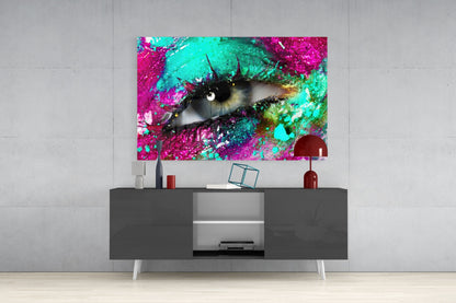 Turquoise Magenta Splash Eye Glass Wall Art