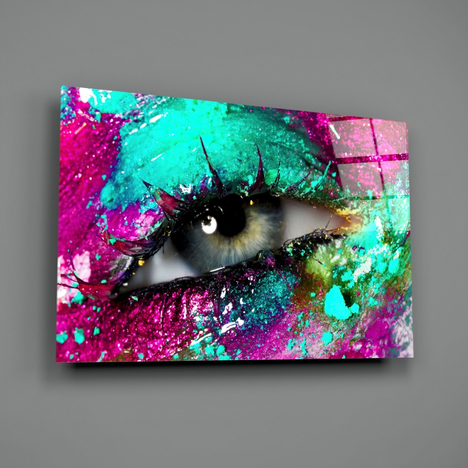 Turquoise Magenta Splash Eye Glass Wall Art