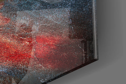 Fiery Mineral Streak Marble Glass Wall Art