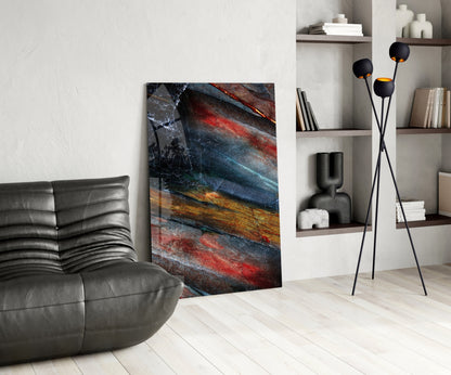 Fiery Mineral Streak Marble Glass Wall Art