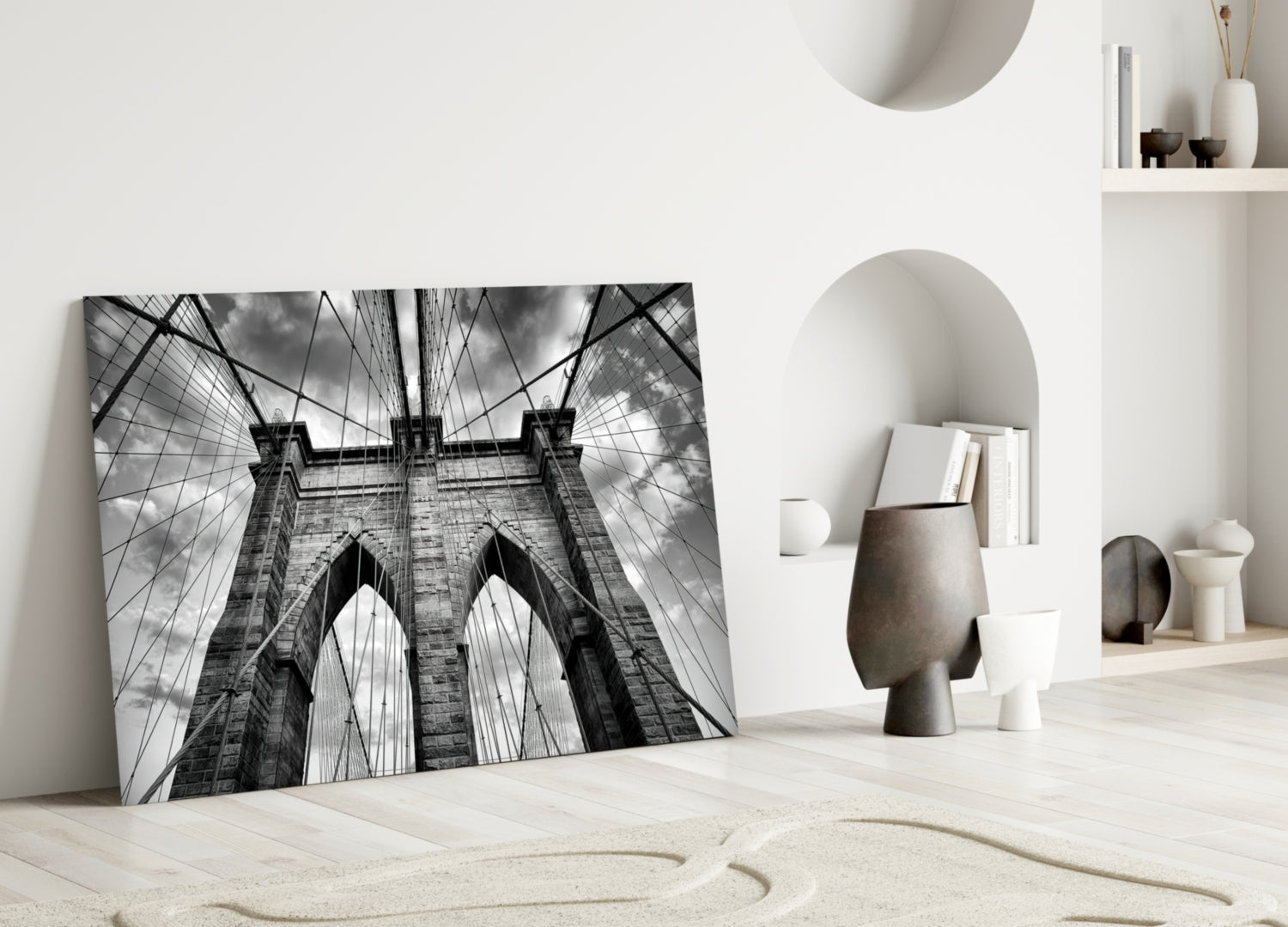 Bridge Arches Upward View Glass Wall Art