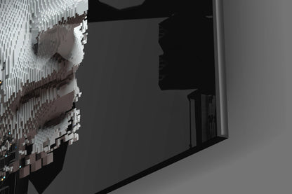 Pixel Dispersing Face Profile Glass Wall Art