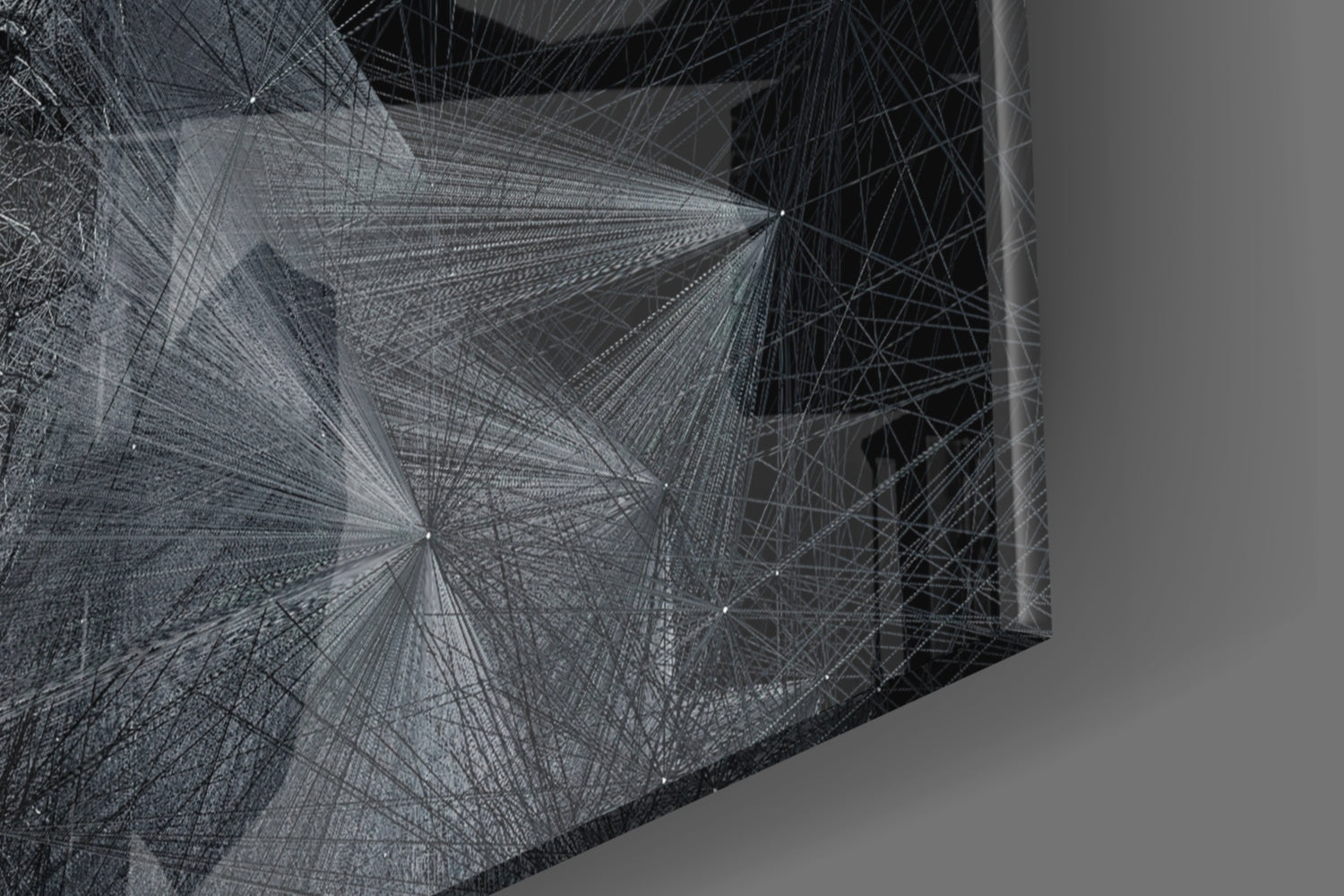 Gray Wire Mesh Crowned Face Glass Wall Art