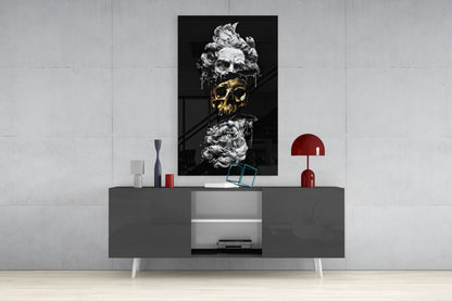 Marble Bust With Gold Skull Glass Wall Art