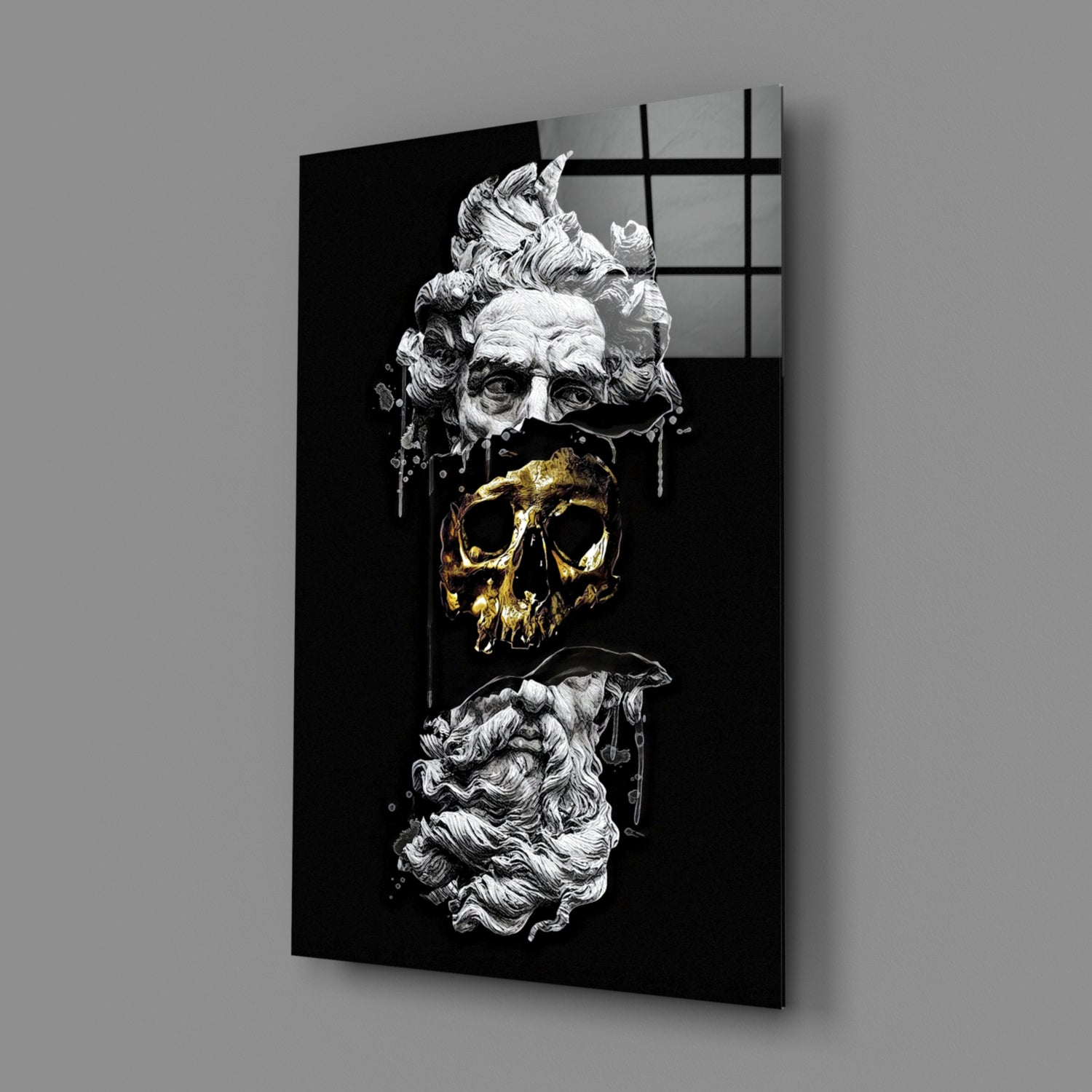 Marble Bust With Gold Skull Glass Wall Art